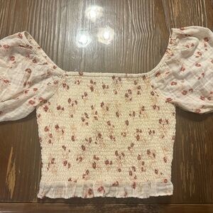 American Eagle Outfitters Smocked Crop Blouse